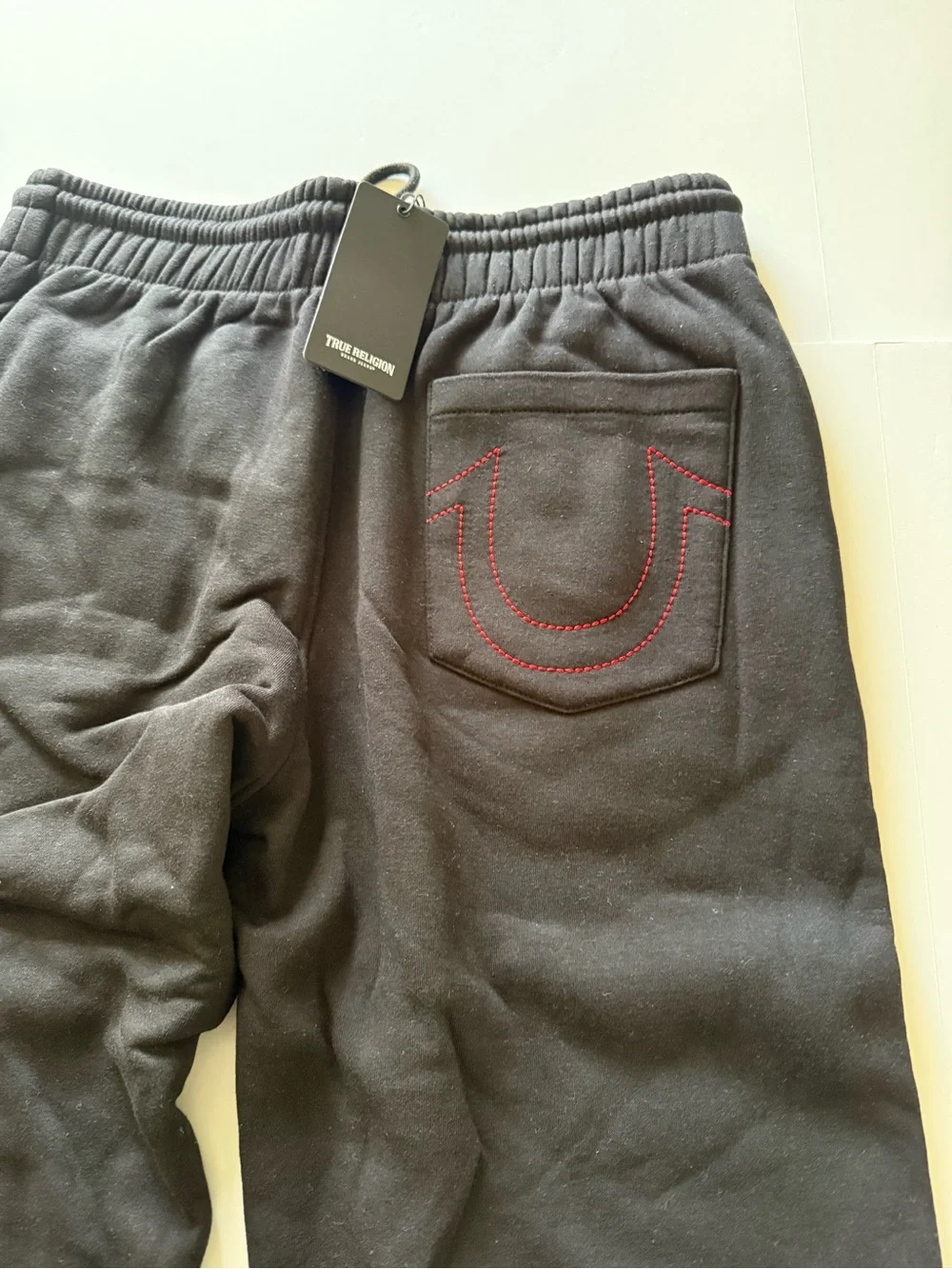 True Religion Warp Embroidered Jogger Pants Black Jet Mens Size M Retail $109NWT